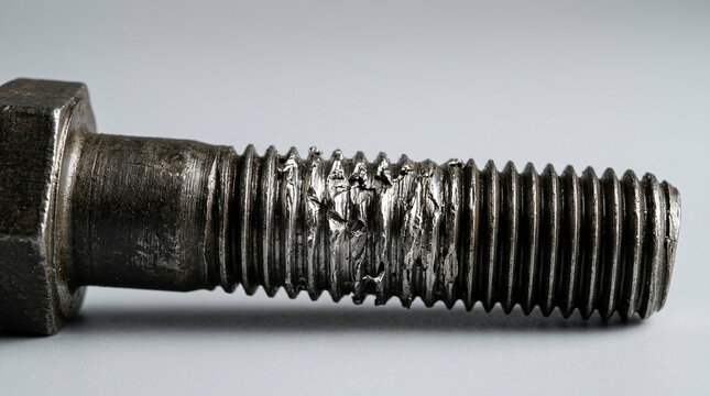 Heavy duty steel bolt with severe thread galling
