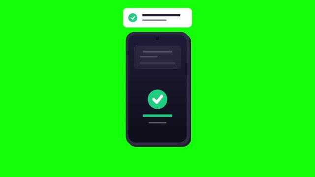 Successful Mobile Transaction Notification Animating on Green Screen Background