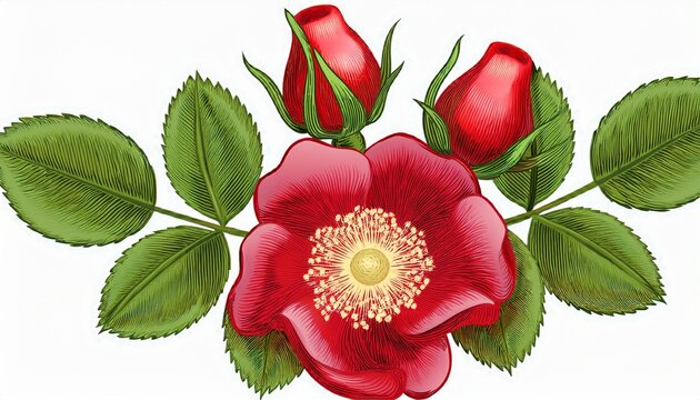 Wild Rose Branch With Hips