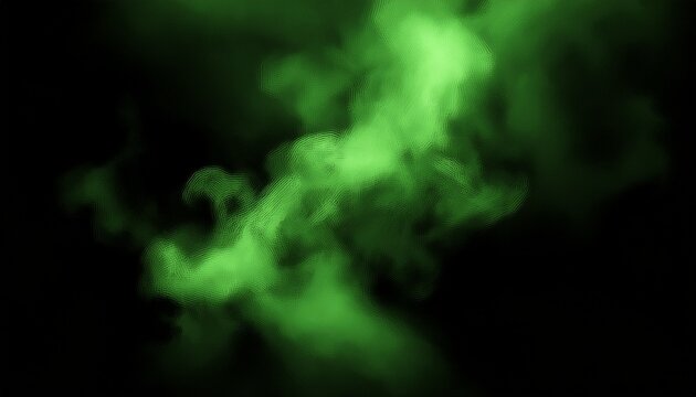 Vertical Abstract Smoke Misty Fog On Isolated Black Background Green Smoke Effect Overlays Design Texture Elements