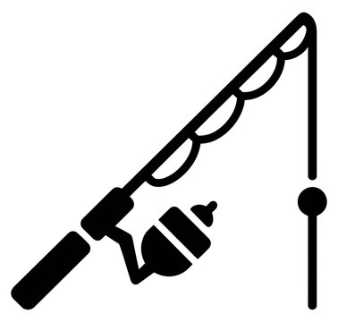 Fishing rod icon vector illustration for outdoor recreation and leisure activity concepts