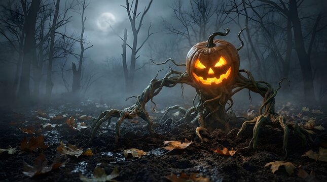 halloween pumpkin in the forest