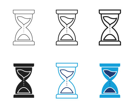 retro hourglass sand clock countdown timer icon set. retro hourglass sand clock countdown timer icon set for time management and deadline tracking concepts