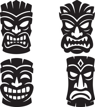 set of silhouette vector of miki masks