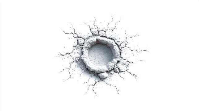 Impact crater abstract design isolated on white background