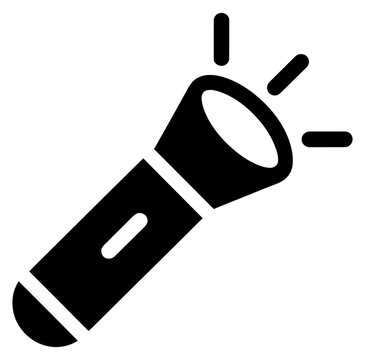 Simple flashlight beam vector icon for illumination and exploration in dark environments