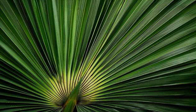 Veined Patterns Of Dark Green Palm Leaves