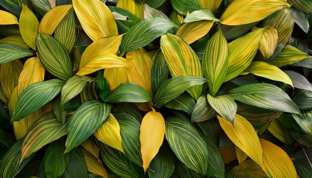 Planta Con Hojas Verdes Y Amarillas Fondo Textura Natural
