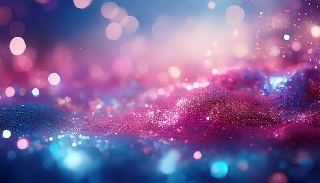 Sparkling Pink And Blue Glitter Shimmers In The Light Creating A Bright Backdrop For Festive Invitations