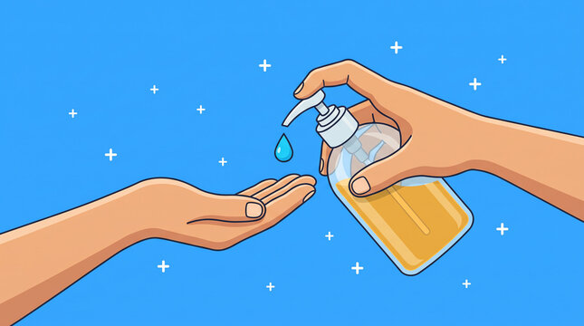 applying hand sanitizer