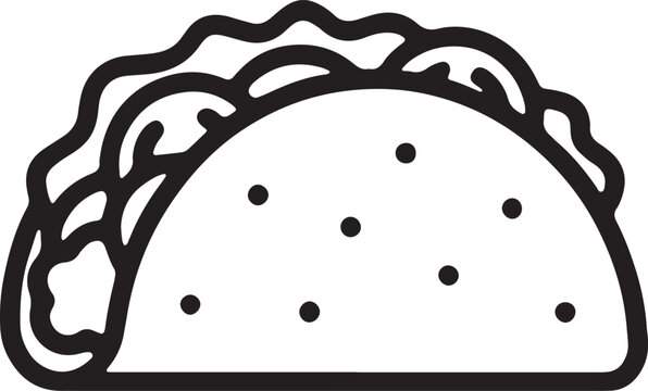 Taco mexican food minimal line icon with fastfood junkfood outlined tortilla