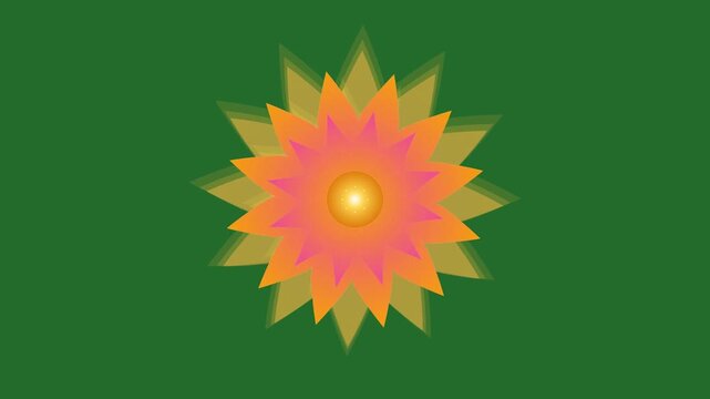 Green and Orange Flower on Green Screen Background Horizontal 16-9