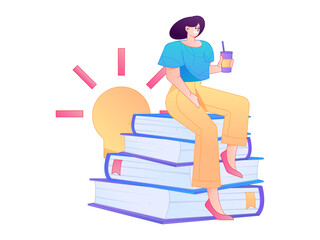 Obraz premium Education and learning people flat vector concept hand drawn illustration 