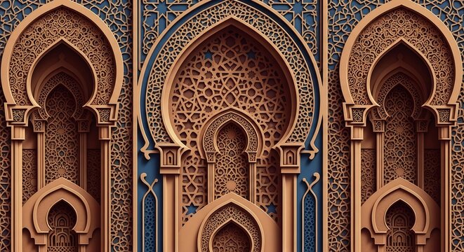 Intricate islamic architectural pattern with arches
