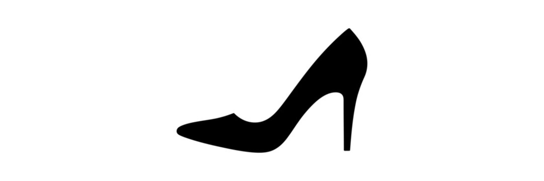 Elegant high heel shoe silhouette vector icon for fashion design and shopping web graphics