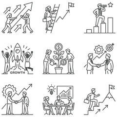 Obraz premium business success growth and strategy concepts featuring teams collaborating investing and innovating to achieve future goals and progress.