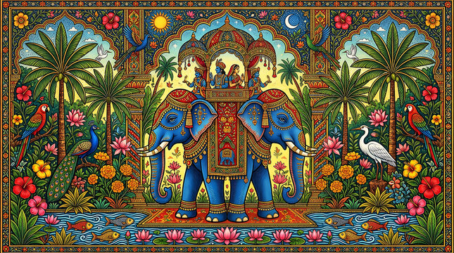 Colorful traditional parade with dancers in vibrant costumes and festive decorations . Ai Generated