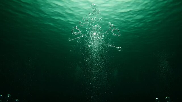 Underwater Scene with Rising Bubbles Deep.