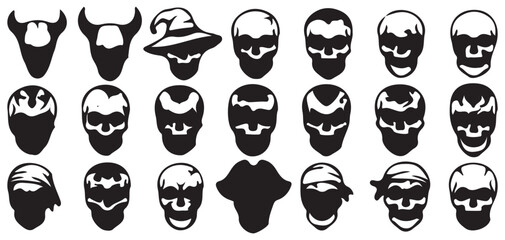 Witch skull icons with hat and magic symbols for fantasy design vector illustration eps 10 © MDRAKIBUL