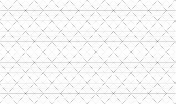 Seamless minimal grid pattern with fine gray isometric crossing lines and repeating geometric triangle network on a white background
