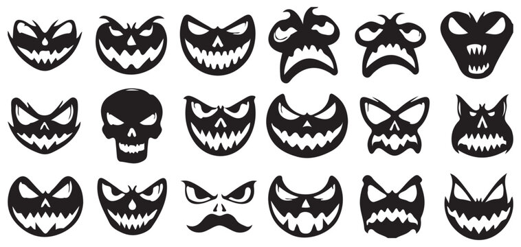 Evil monster mouth and scary teeth icons for horror character design vector illustration eps 10