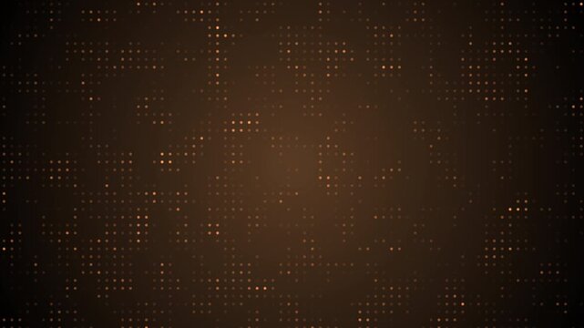 4K Abstract bronze dot matrix background loop. Futuristic technology data grid animation.