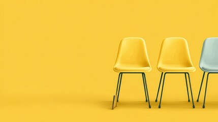 Obraz premium Minimalist Yellow Chairs Concept for Diversity and Inclusion