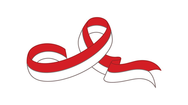 Waving Red and White Ribbon Design for Independence Day Celebration
