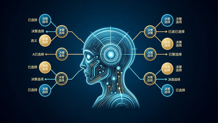 Obraz premium Futuristic holographic digital twin avatar scanning cybernetic human silhouette framework data.