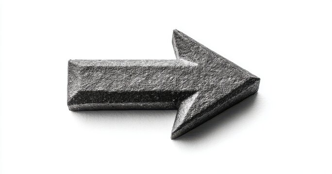 Textured charcoal blocky arrow pointing right with charcoal indicator direction illustration background navigation minimalist geometric creative artistic isolated contrast