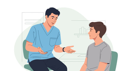 Fototapeta premium Doctor Consulting Patient, Healthcare Discussion, Medical Consultation Illustration