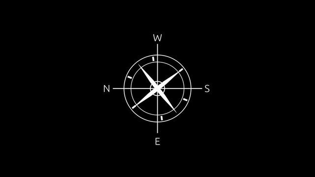 Compass icon with directional arrows on a dark background.