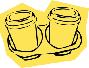 takeaway coffee cup sticker,  outline doodle illustration  © Alona