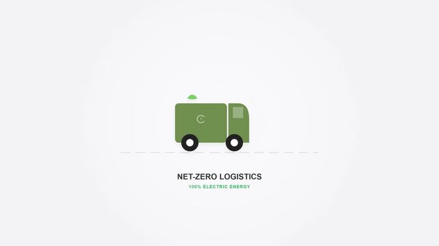 Eco-Friendly Net-Zero Logistics Electric Delivery Van Vector Icon for Sustainable Transport and Green Shipping