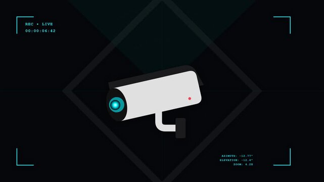 Digital Surveillance Security Camera Icon Concept with Interface Overlay for Modern Monitoring Systems