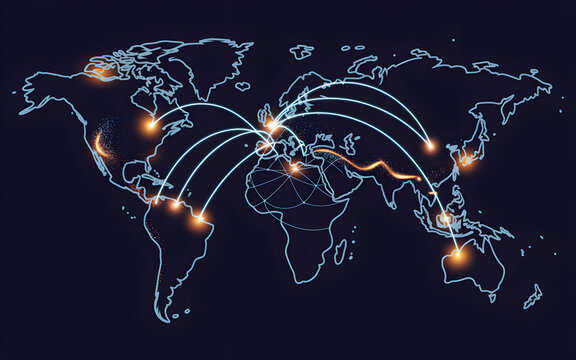 Global map network isolated on transparent background