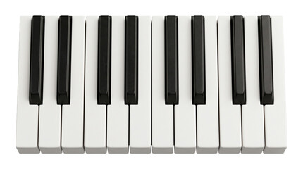 Piano keys top view on transparent background musical instrument keys for composition and studio design. © Png ProTeam