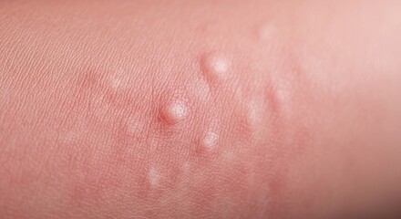 Fototapeta premium Macro Close-Up of Allergic Reaction Hives and Itchy Red Bumps on Human Skin