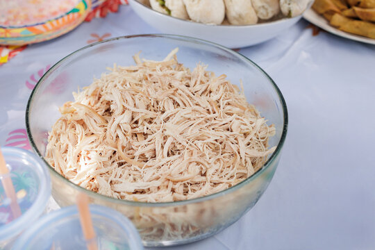mexican shredded chicken ingredient for traditional food in Mexico