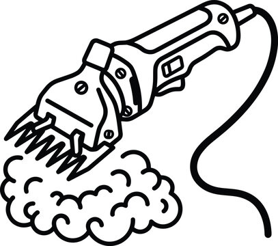 Electric sheep shearing machine graphic showcasing professional livestock wool clippers for farming hair removal trimming