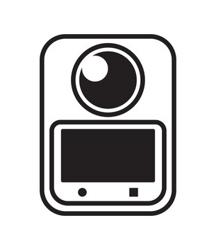 360 view action camera icon with lens and display outline