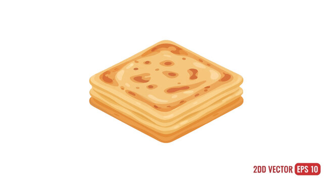 Stack of Indian Roti or Chapati flatbread isolated on white background, vector illustration