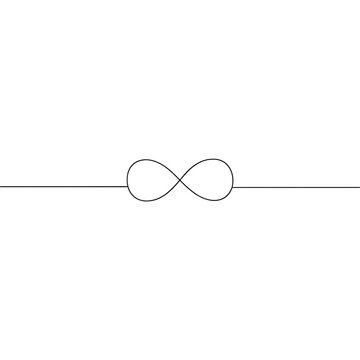 A continuous black line forming a symmetrical infinity symbol on a stark white background, a minimalist vector illustration representing eternal motion concept of profound simplicity