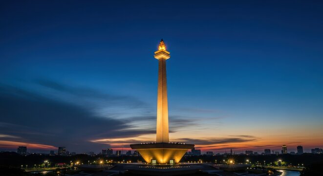 Monas National Monument at Dusk.