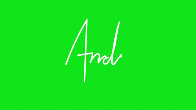 Andy name signature looping animation on green background