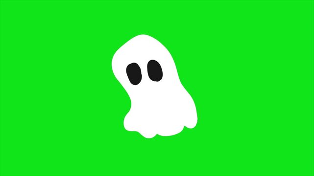 Cute ghost looping animation on green background