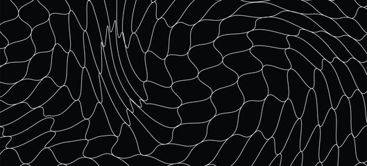 Fishing net seamless pattern. Soccer and football gates mesh. Fishnet texture. Basketball hoop and hockey net pattern. Sportswear texture. Chain link fence. Vector illustration on black background. © Iwan