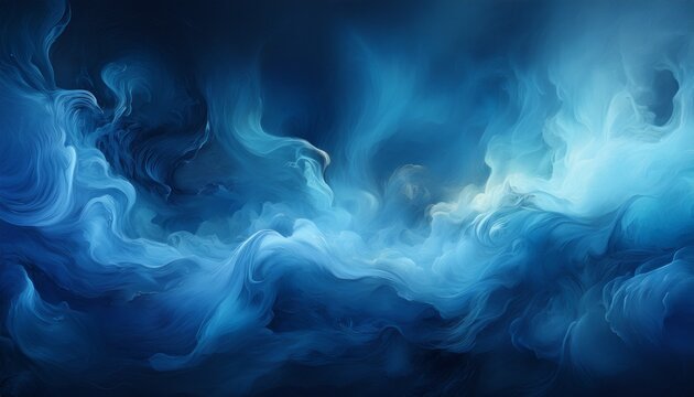 Abstract Dark Blue Smoky Cloud Texture Background With Light Ethereal Wisps