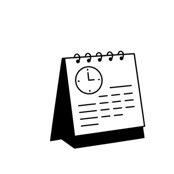 Desk calendar with clock and lines