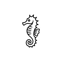 Fototapeta premium Elegant Minimalist Black and White Seahorse Line Art Illustration - Clean Design